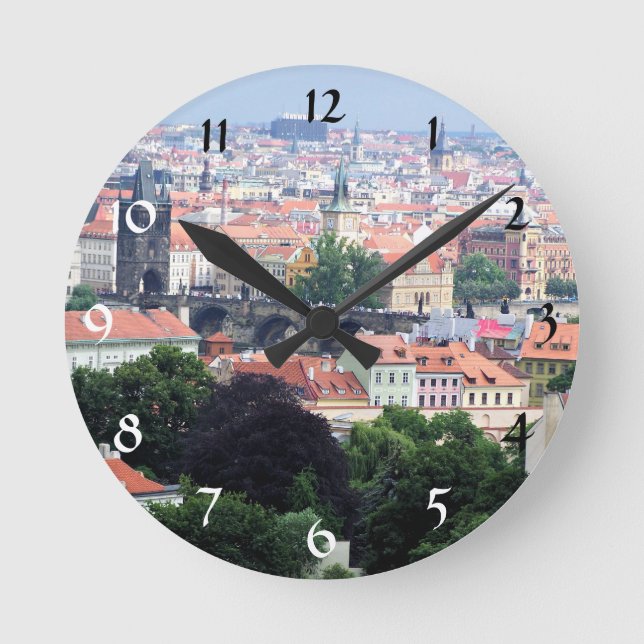 Prague View Round Clock (Front)