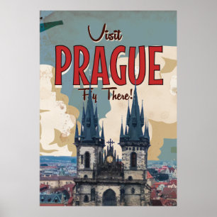 Prague vintage, affiche de voyage de République