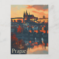 Prague vintage : Carte postale du pont Charles