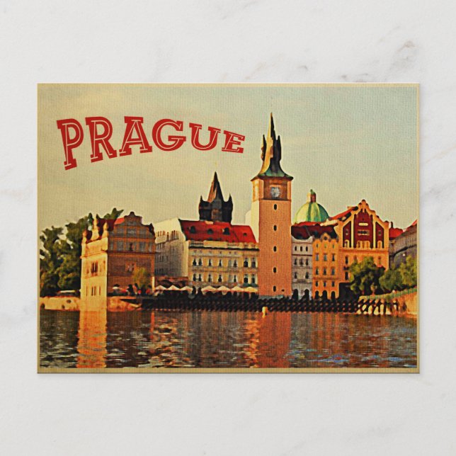 Prague Vintage Travel Postcard (Front)