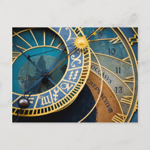 Prague's Astronomical and Zodiac Clock Postcard