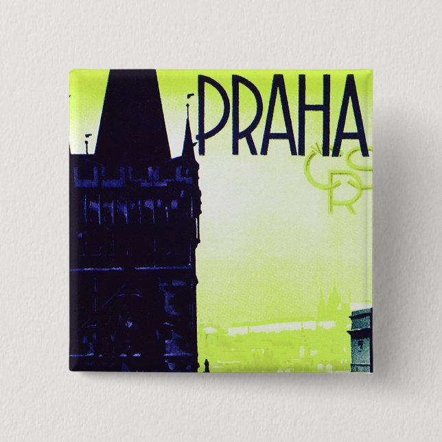 Praha 2 Inch Square Button (Front)
