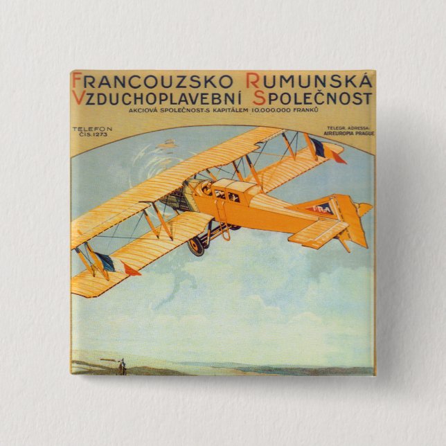 Praha ~ Franco Roumanie 2 Inch Square Button (Front)