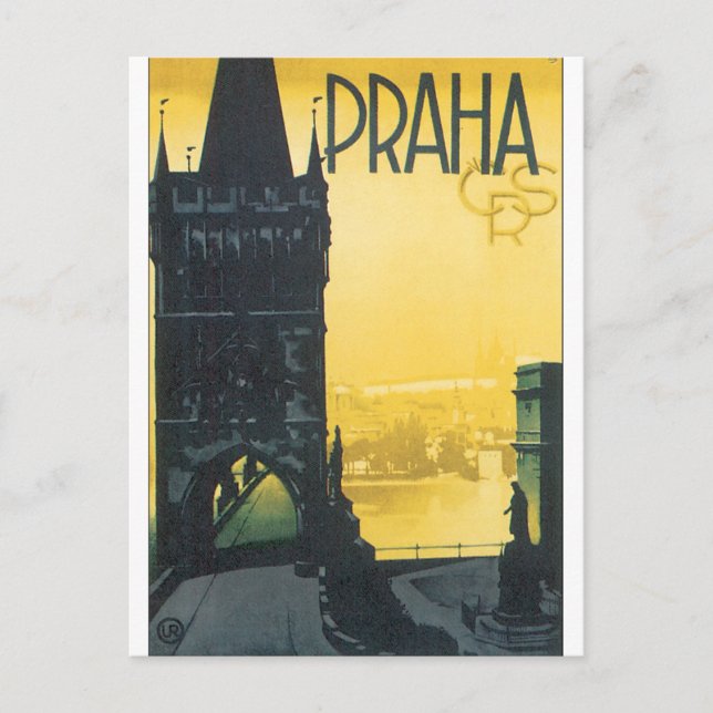 Praha Vintage Travel Poster Postcard (Front)
