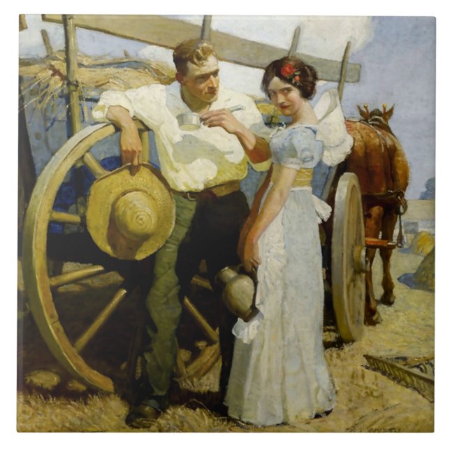 “Prairie Couple and Wagon” by NC Wyeth Tile (Front)