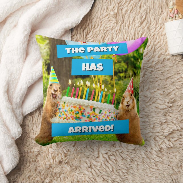 Prairie Dog Birthday Party Throw Pillow (Blanket)