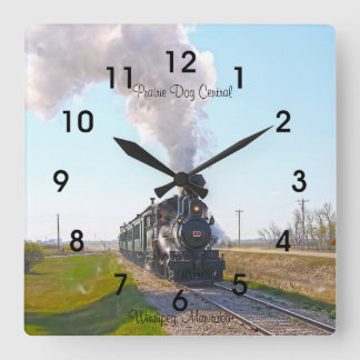 Prairie Dog Central Steam Engine #3 Square Clock