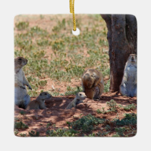 Prairie Dog Family Ceramic Ornament