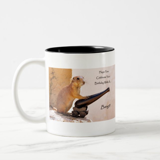 Prairie Dog - funny - Happy Birthday Two-Tone Coffee Mug (Left)