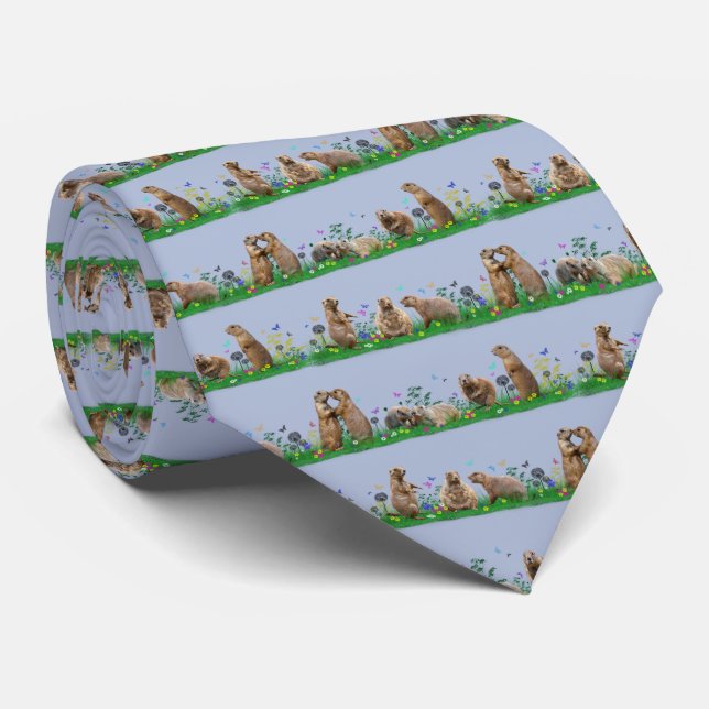 Prairie Dog Meadow Tie (Light Blue) (Rolled)