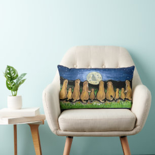 Prairie Dog Moon Night Scene Designer Pillow