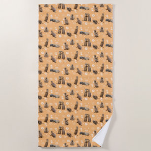 Prairie Dog Party Beach Towel (Orange)