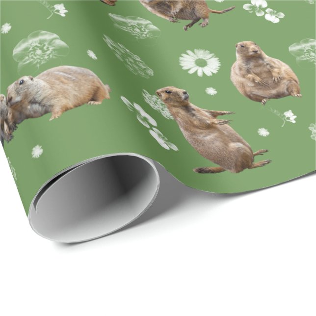 Prairie Dog Party Wrapping Paper (Green) (Roll Corner)