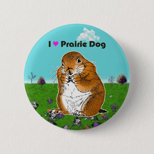 prairie dog which stands 2 inch round button (Front)