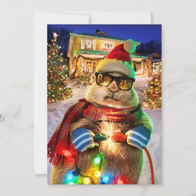 Prairie Dog With Christmas Lights Invitation (Front)