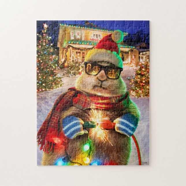 Prairie Dog With Christmas Lights Jigsaw Puzzle (Vertical)