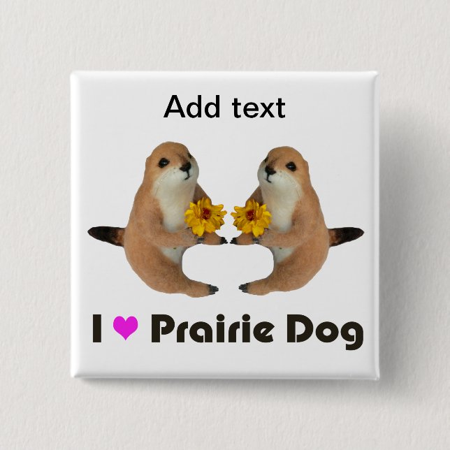 prairie dog's stuffed toy 2 inch square button (Front)