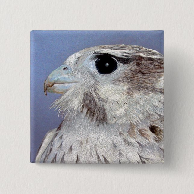 Prairie Falcon 2 Inch Square Button (Front)