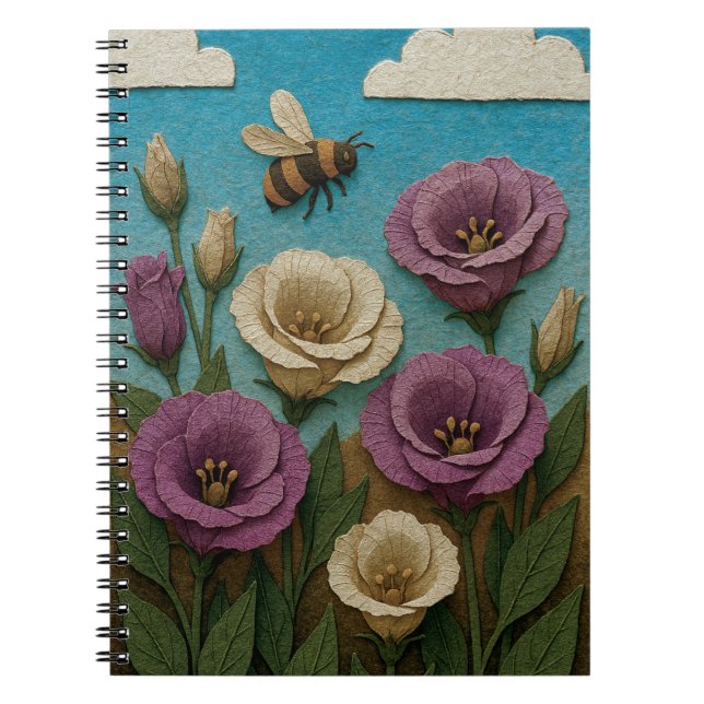 Prairie gentian garden with a bumble bee notebook (Front)
