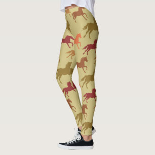 Prairie Horses Running Riding Equestrian Vintage Leggings