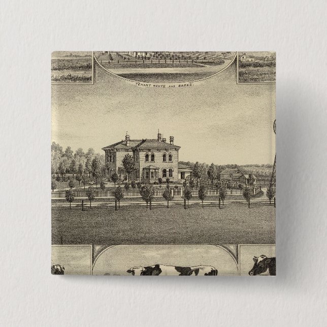 Prairie Lawn Farm, Nebraska 2 Inch Square Button (Front)