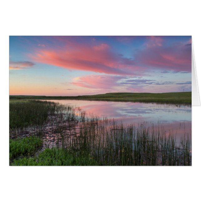 Prairie Pond Reflects Brilliant Sunrise Clouds (Front Horizontal)