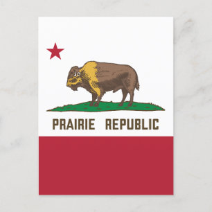 Prairie Republic Bison Flag Great Plains Postcard