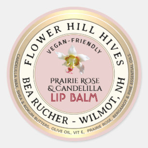 PRAIRIE ROSE Candelilla wax Lip Balm Label 