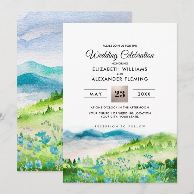 prairie sauvage | Invitations de mariage dans les  (Devant / Derrière)