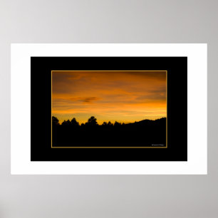 Prairie Sunset Treeline Silhouette Photograph Poster