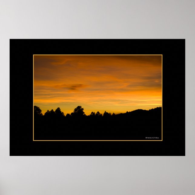 Prairie Sunset Treeline Silhouette Photograph Poster (Front)