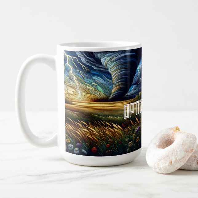 Prairie Tornado Stained Glass Art Coffee Mug (With Donut)