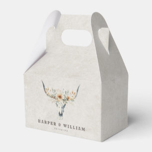 Prairie wedding longhorn skull favor box