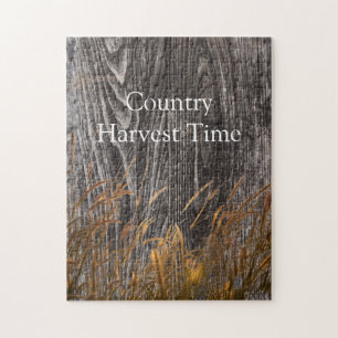 Prairie Wheat On Barn Board Jigsaw Puzzle