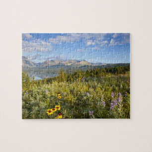 Prairie wildflowers and Lower Two Medicine Lake Jigsaw Puzzle