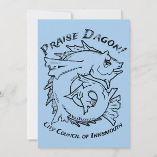 Praise Dagon Innsmouth Lovecraft Fish Horror Invitation