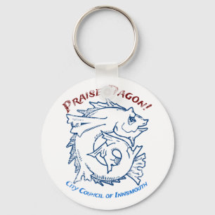 Praise Dagon Innsmouth Lovecraft Fish Horror Keychain