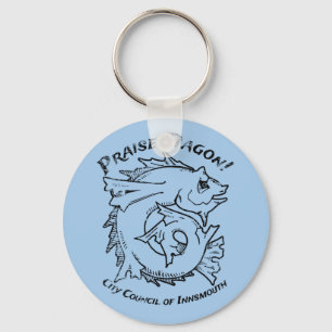 Praise Dagon Innsmouth Lovecraft Fish Horror Keychain