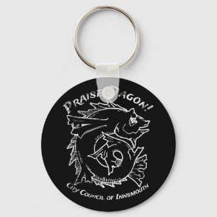 Praise Dagon Innsmouth Lovecraft Fish Horror Keychain
