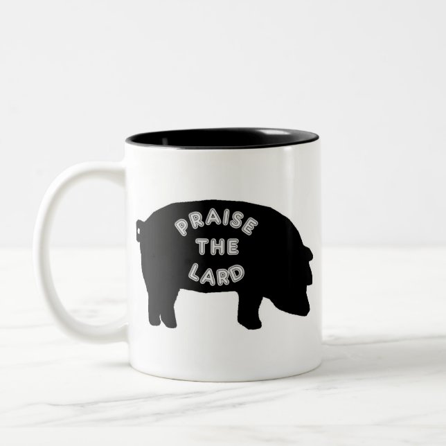 Praise the Lard Two-Tone Coffee Mug (Left)