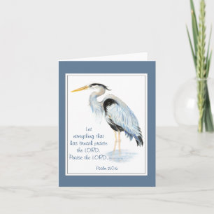 Praise the Lord Bible Inspirational Quote Heron Card