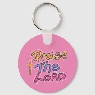 Praise the LORD Colourful Pink Christian Round  Keychain