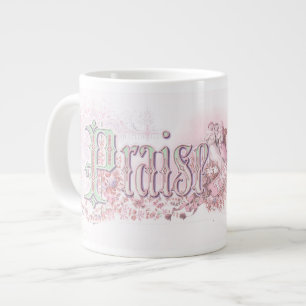 "Praise The Lord" pastel pink and green Large Coffee Mug