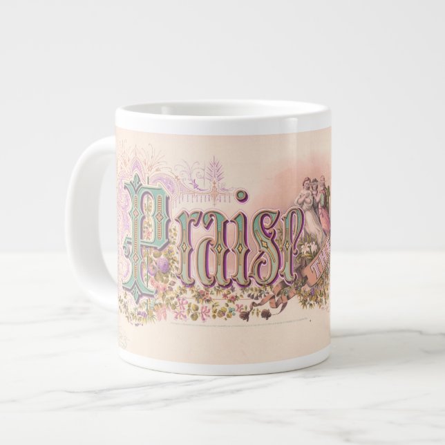 "Praise The Lord" Pretty Pastels Large Coffee Mug (Front Left)