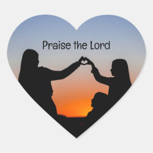Praise the Lord Sunset Heart Sticker