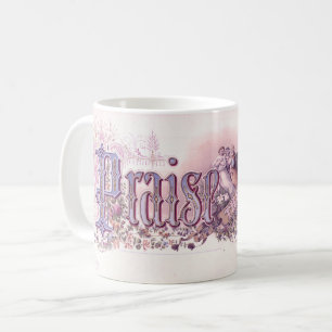 "Praise The Lord" Vintage Christian Art lavender Coffee Mug