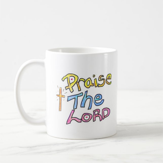 ‘Praise The LORD’ with Cross Christian Ladies  Coffee Mug (Left)