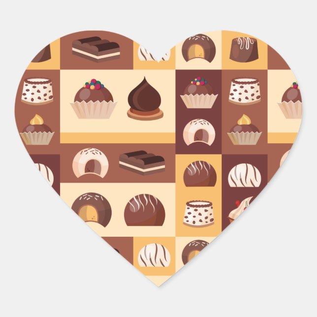 Pralines, chocolate, delicious with cocoa flavour heart sticker (Front)