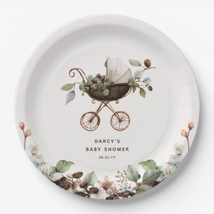 Pram 'Baby is Brewing' Coffee Baby Shower Paper Plate