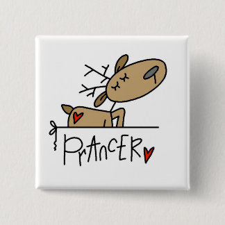 Prancer Reindeer Christmas T-shirts and Gifts 2 Inch Square Button